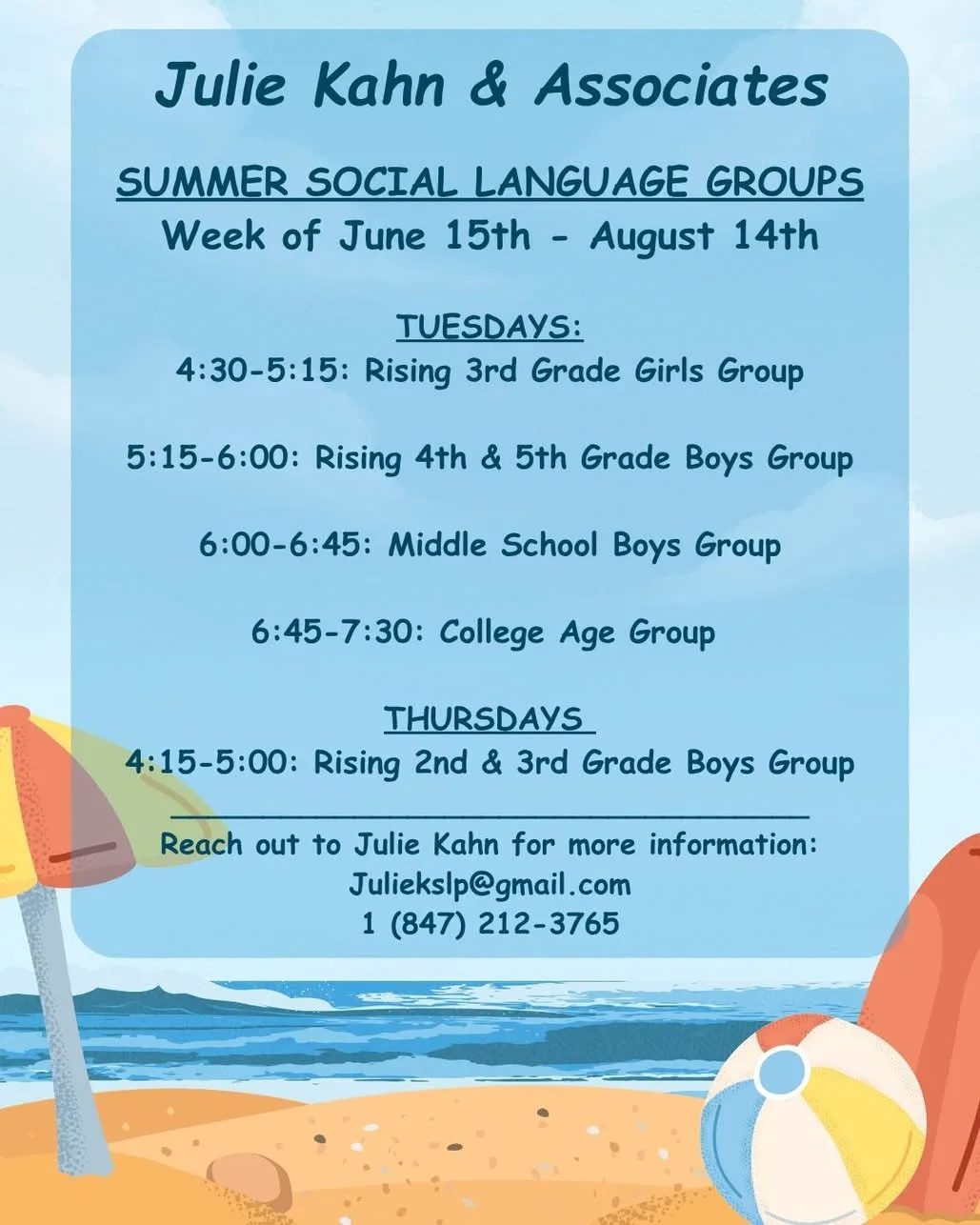 Summer Social Language Groups flyer